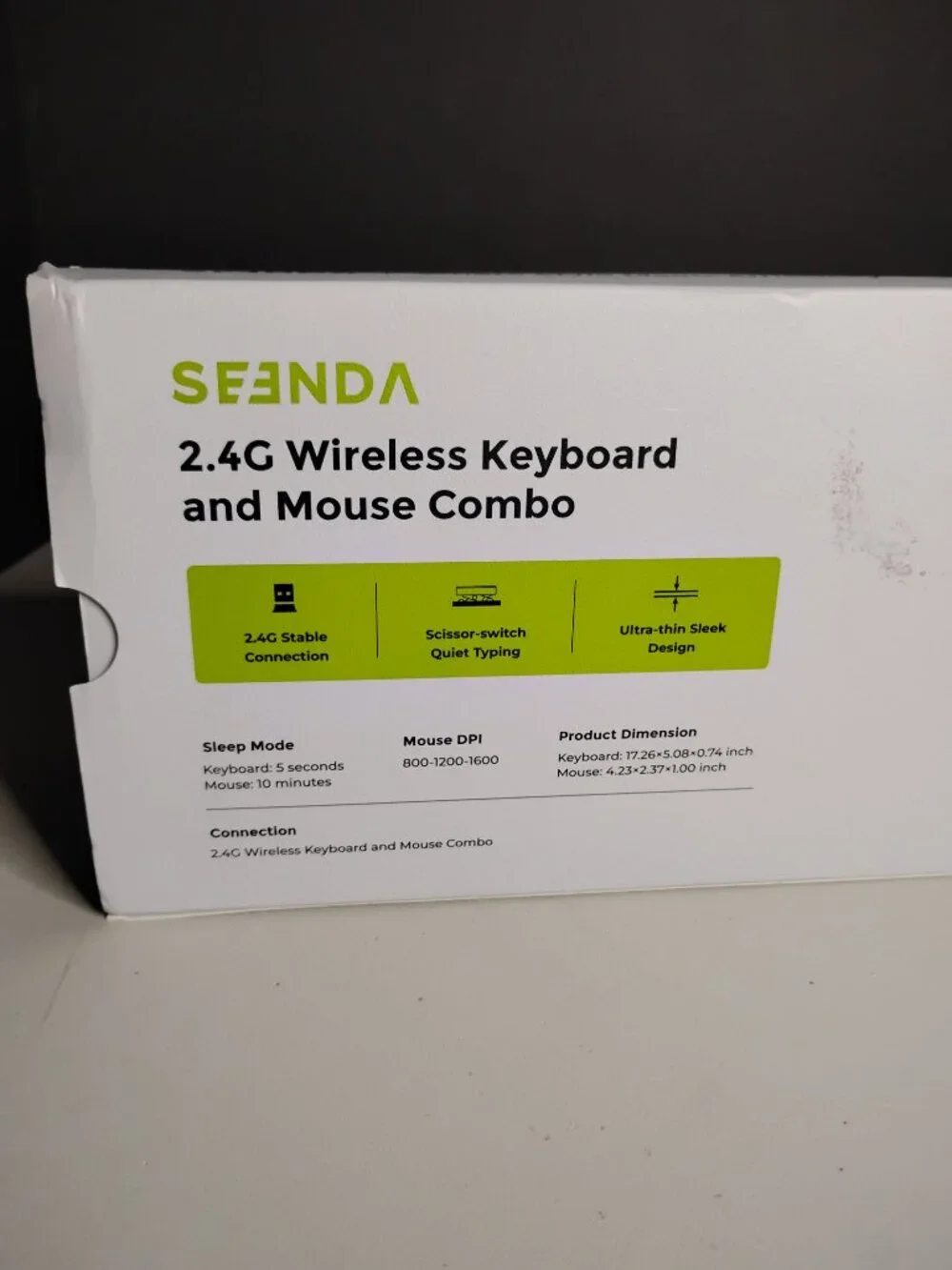 seenda Rechargeable Wireless Keyboard and Mouse Combo Silver and White